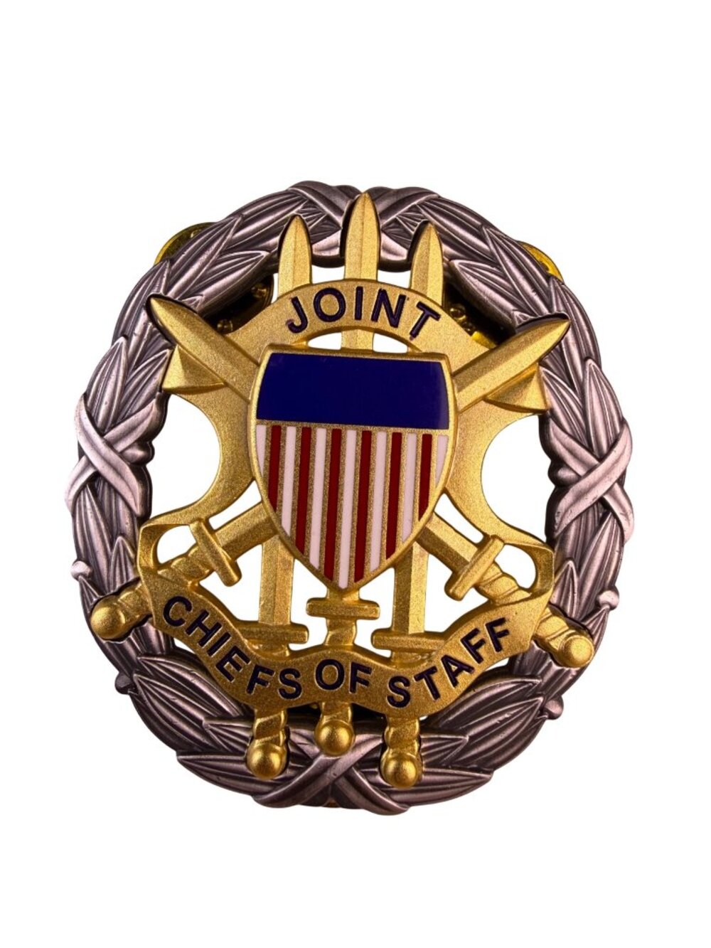 US Joint Chiefs Of Staff Gold Tone Metal Dress Badge Identification Clipback